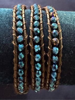 Blue Crystal Beaded Multi‑Wrap Bracelet